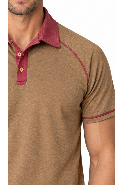 Men's Polo Shirt Contrast Stitching Short Sleeves | Glitz & Fashion