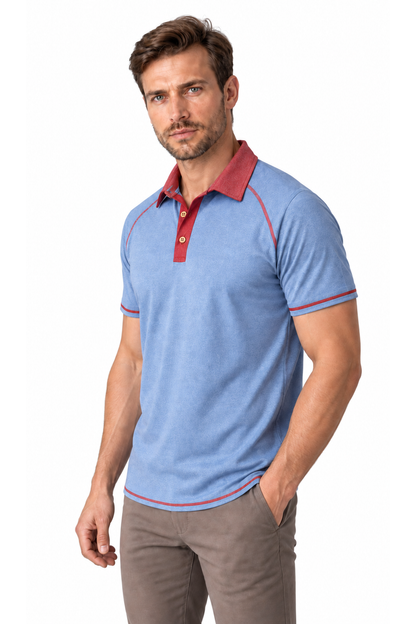 Men's Polo Shirt Contrast Stitching Short Sleeves | Glitz & Fashion