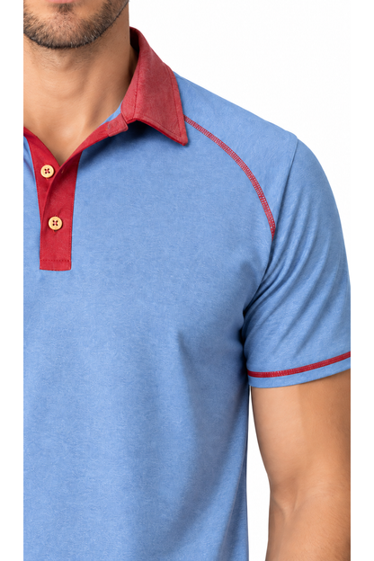 Men's Polo Shirt Contrast Stitching Short Sleeves | Glitz & Fashion