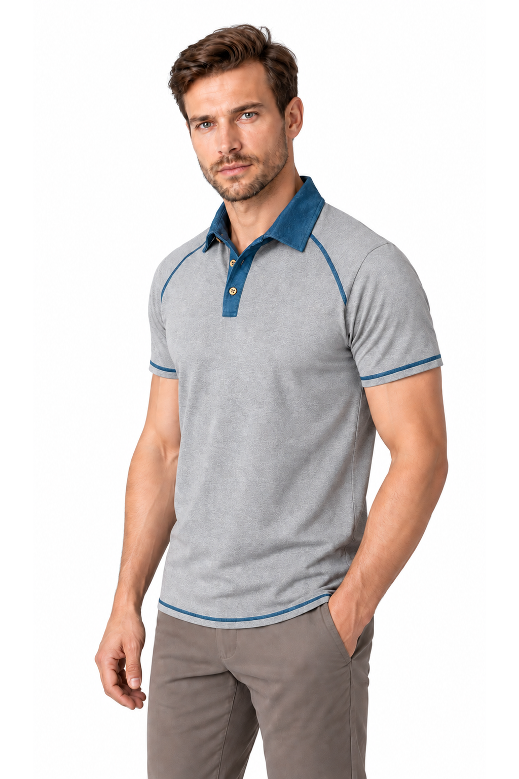 Men's Polo Shirt Contrast Stitching Short Sleeves | Glitz & Fashion