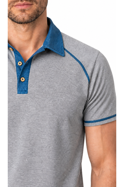 Men's Polo Shirt Contrast Stitching Short Sleeves | Glitz & Fashion