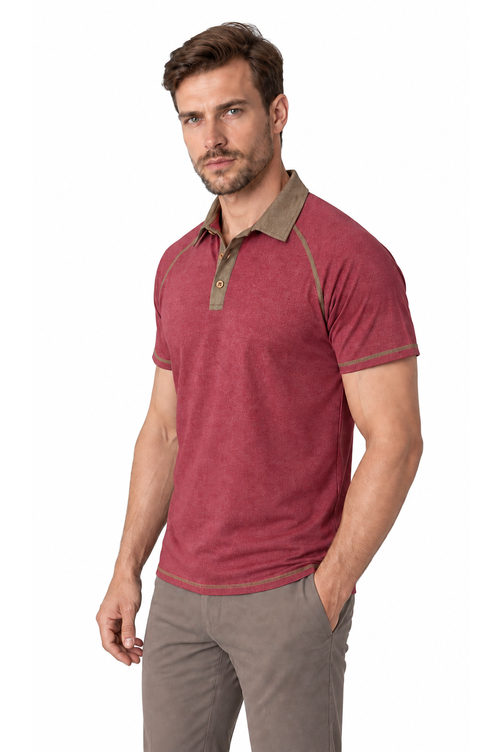 Men's Polo Shirt Contrast Stitching Short Sleeves | Glitz & Fashion