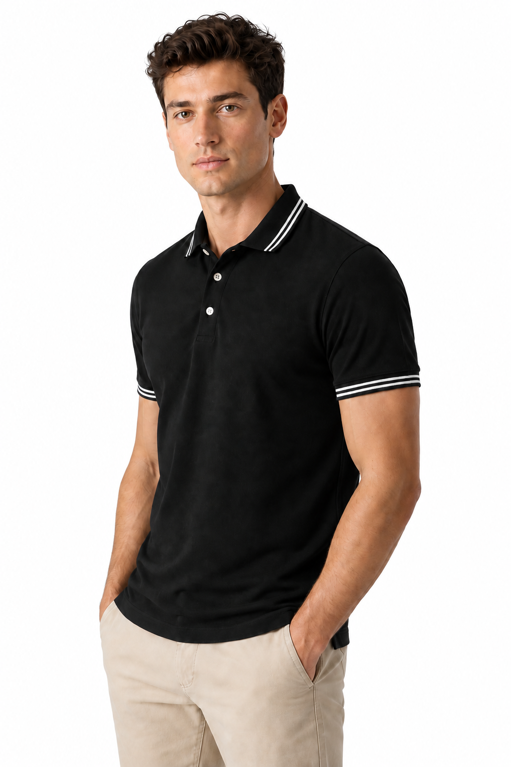 Men's Polo Shirt Contrast Trim Short Sleeves | Glitz & Fashion