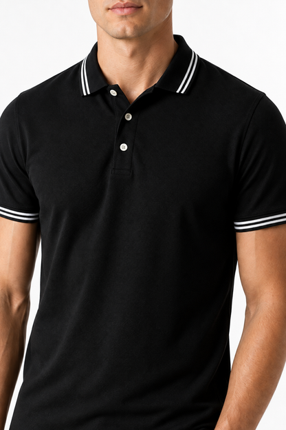 Men's Polo Shirt Contrast Trim Short Sleeves | Glitz & Fashion