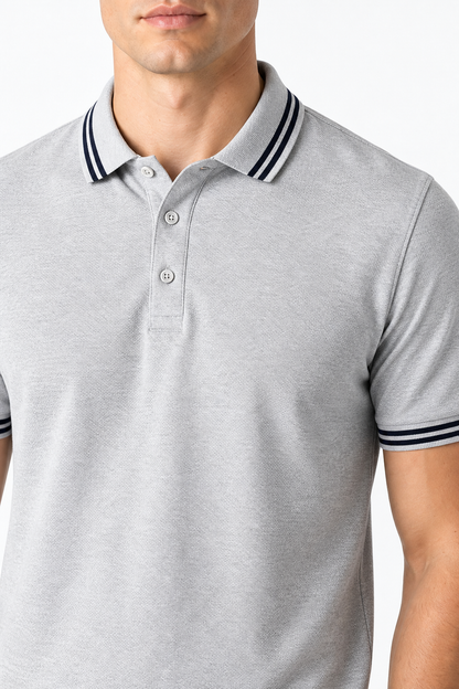 Men's Polo Shirt Contrast Trim Short Sleeves | Glitz & Fashion
