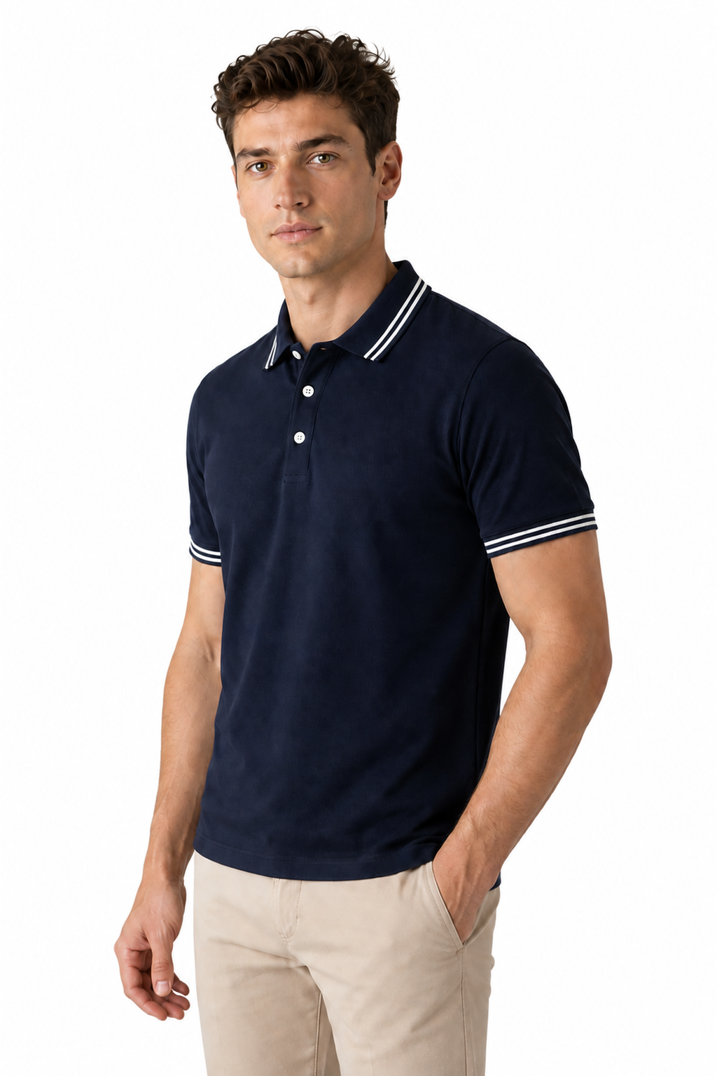 Men's Polo Shirt Contrast Trim Short Sleeves | Glitz & Fashion