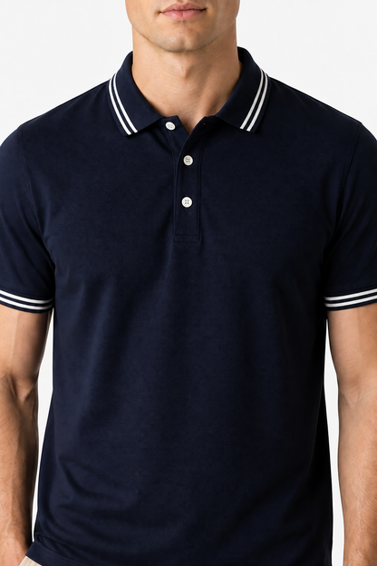 Men's Polo Shirt Contrast Trim Short Sleeves | Glitz & Fashion