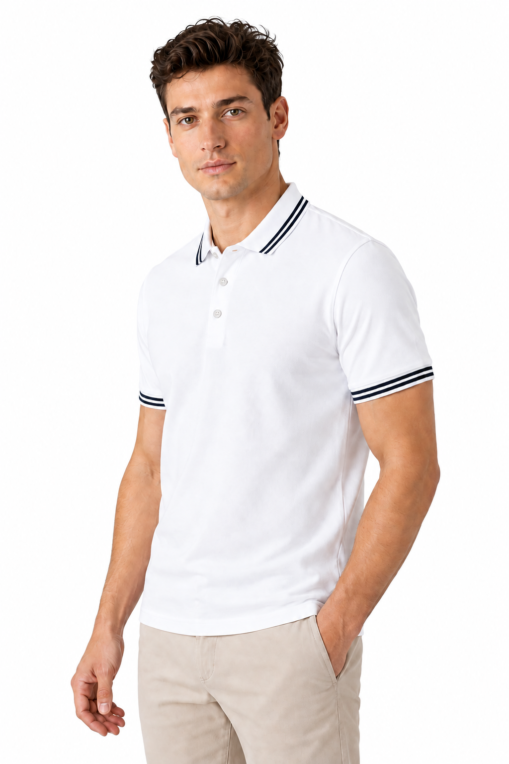 Men's Polo Shirt Contrast Trim Short Sleeves | Glitz & Fashion