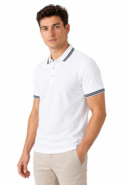 Men's Polo Shirt Contrast Trim Short Sleeves | Glitz & Fashion