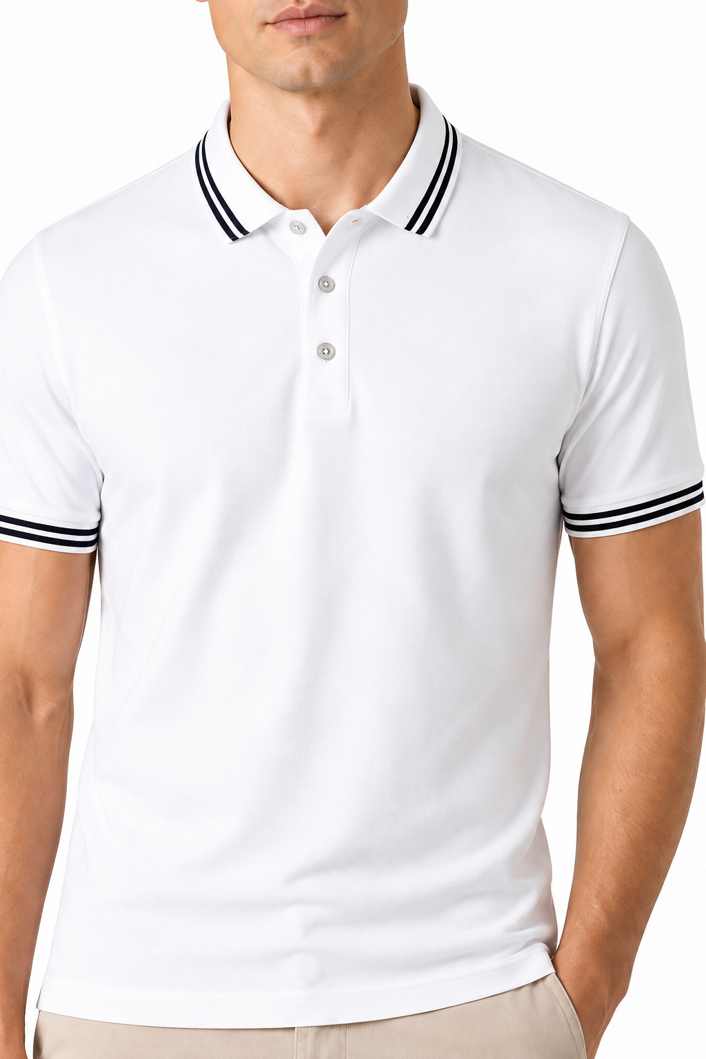 Men's Polo Shirt Contrast Trim Short Sleeves | Glitz & Fashion
