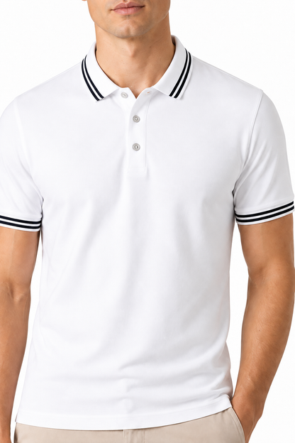 Men's Polo Shirt Contrast Trim Short Sleeves | Glitz & Fashion