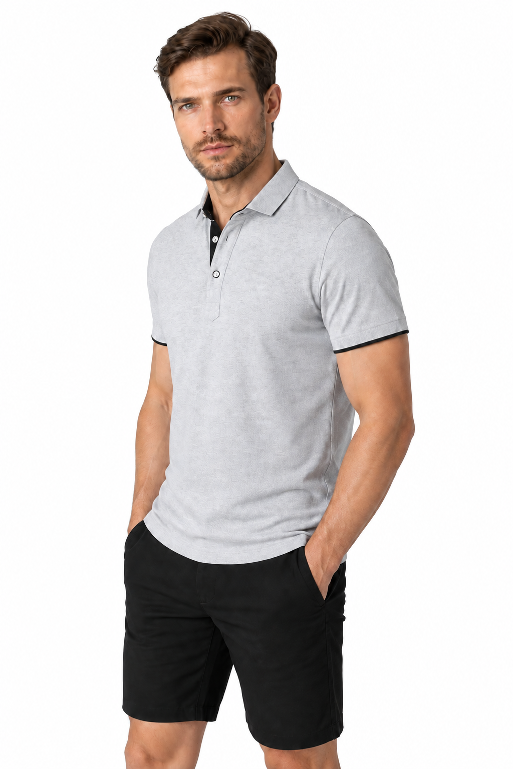 Men's Polo Shirt Contrast Trim Button Collar | Glitz & Fashion