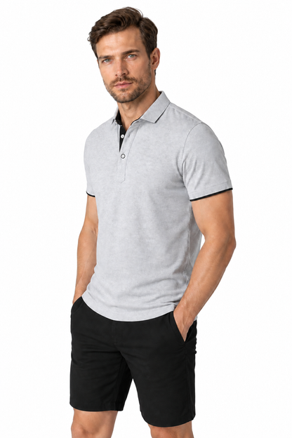 Men's Polo Shirt Contrast Trim Button Collar | Glitz & Fashion