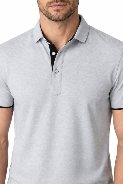 Men's Polo Shirt Contrast Trim Button Collar | Glitz & Fashion
