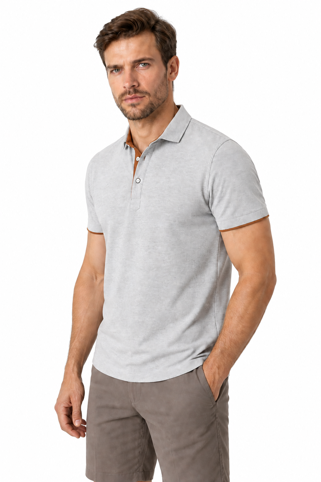 Men's Polo Shirt Contrast Trim Button Collar | Glitz & Fashion