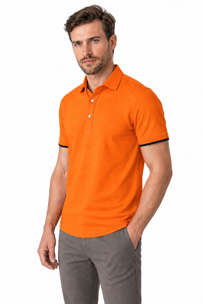 Men's Polo Shirt Contrast Trim Button Collar | Glitz & Fashion