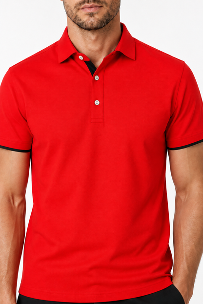 Men's Polo Shirt Contrast Trim Button Collar | Glitz & Fashion