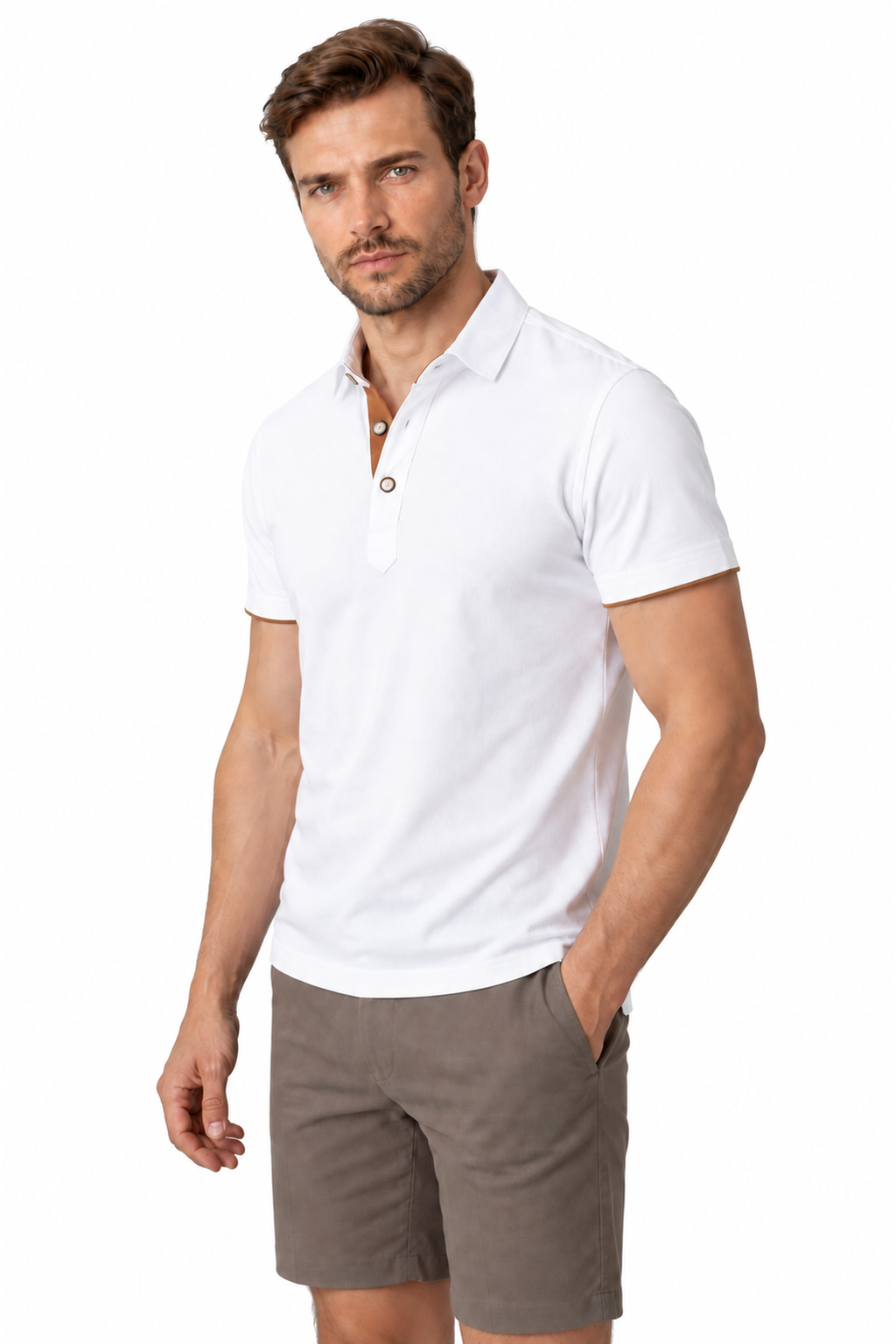 Men's Polo Shirt Contrast Trim Button Collar | Glitz & Fashion