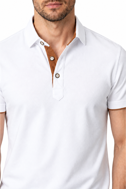 Men's Polo Shirt Contrast Trim Button Collar | Glitz & Fashion