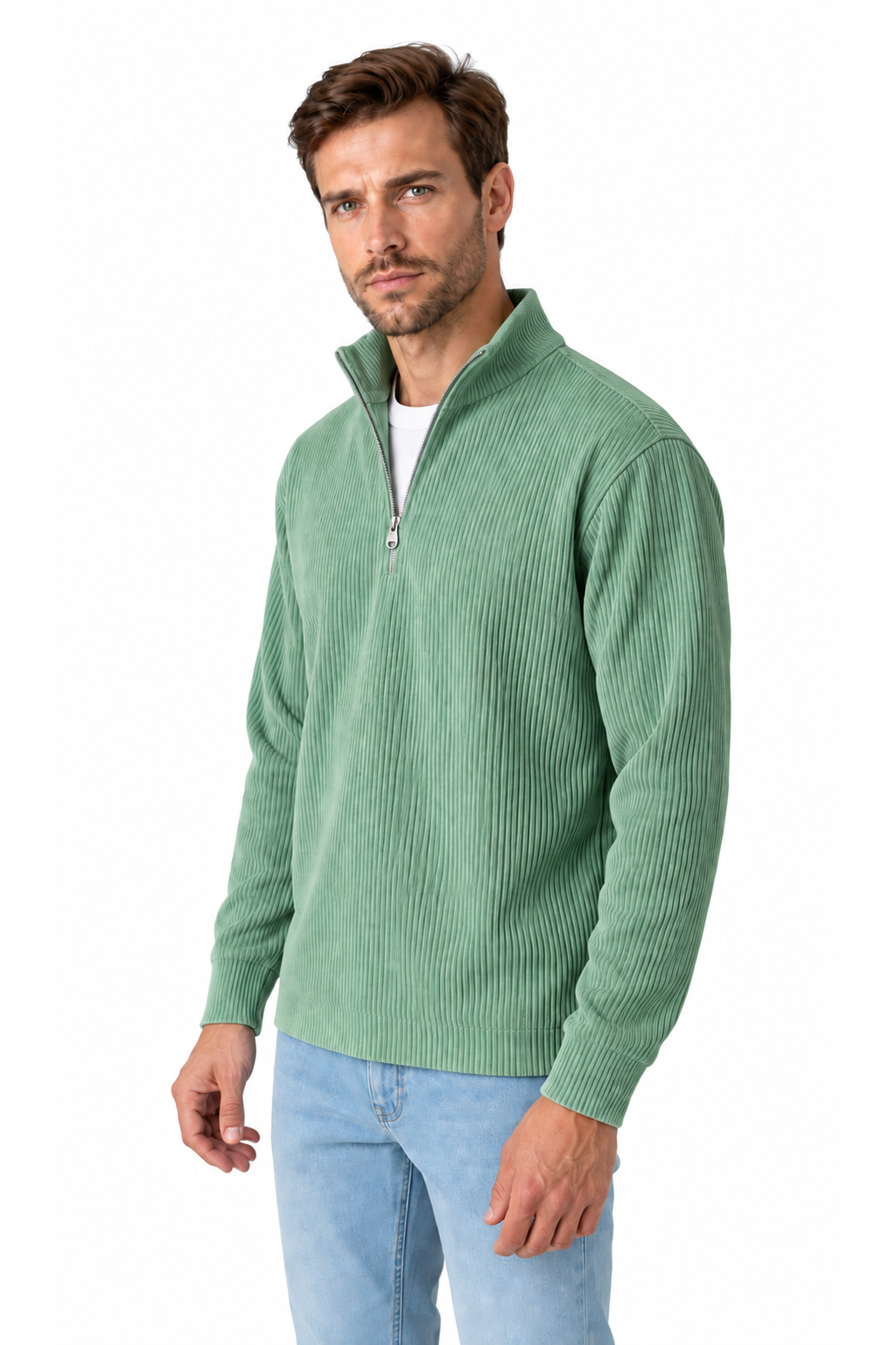 Men's Sweatshirt Corduroy Texture Quarter Zip | Glitz & Fashion