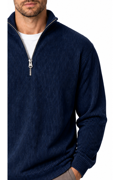 Men's Sweatshirt Corduroy Texture Quarter Zip | Glitz & Fashion