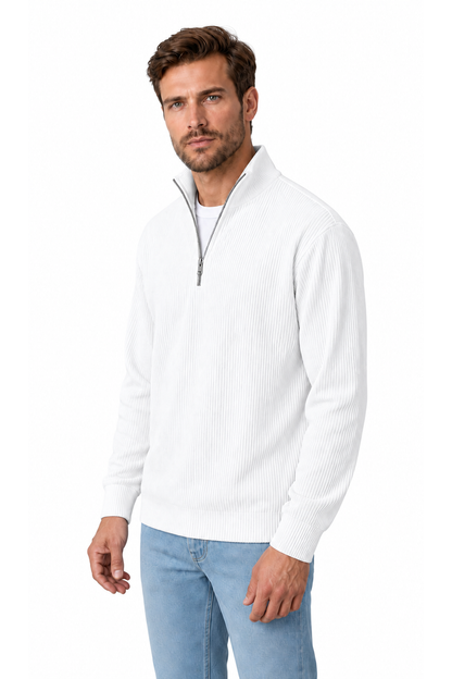 Men's Sweatshirt Corduroy Texture Quarter Zip | Glitz & Fashion