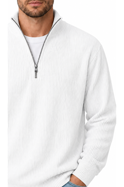Men's Sweatshirt Corduroy Texture Quarter Zip | Glitz & Fashion