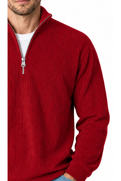 Men's Sweatshirt Corduroy Texture Quarter Zip | Glitz & Fashion