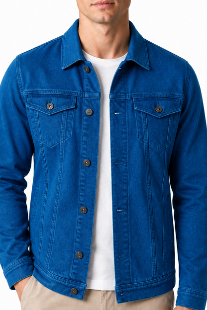 Men's Trucker Jacket Classic Denim Button Front | Glitz & Fashion