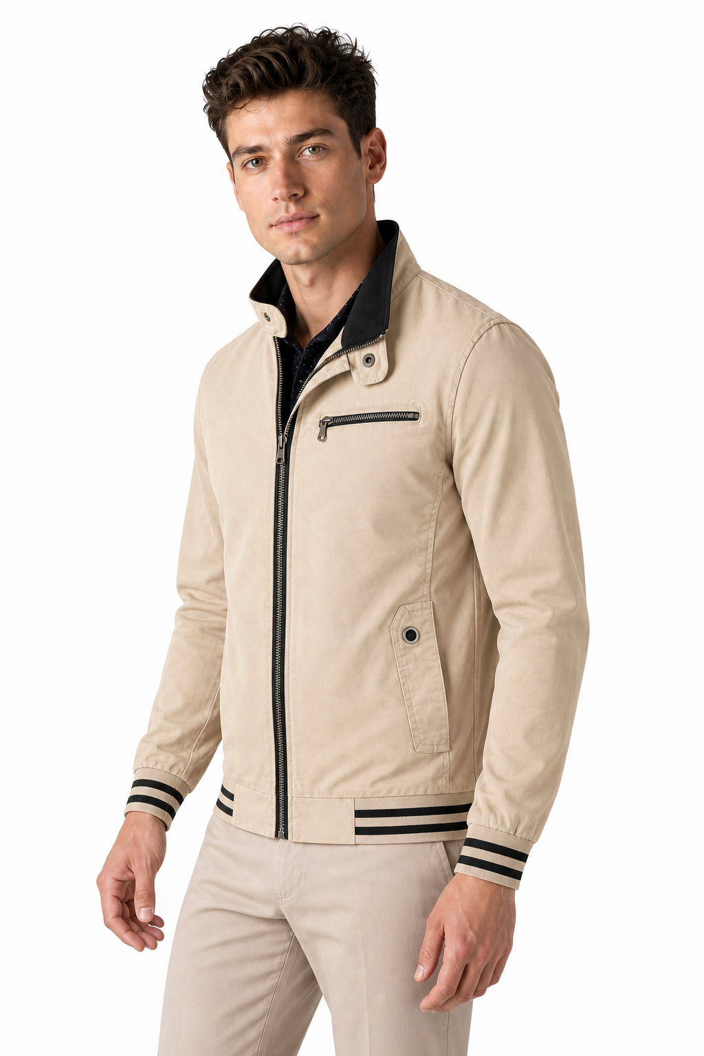 Men's Jacket Contrast Trim Classic Fit | Glitz & Fashion