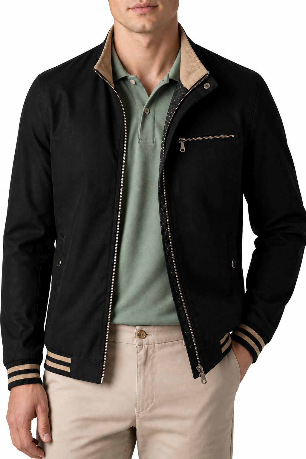 Men's Jacket Contrast Trim Classic Fit | Glitz & Fashion