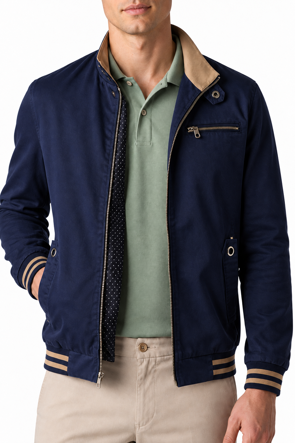 Men's Jacket Contrast Trim Classic Fit | Glitz & Fashion