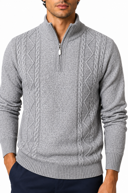 Men's Sweater Cable Knit Half Zip | Glitz & Fashion
