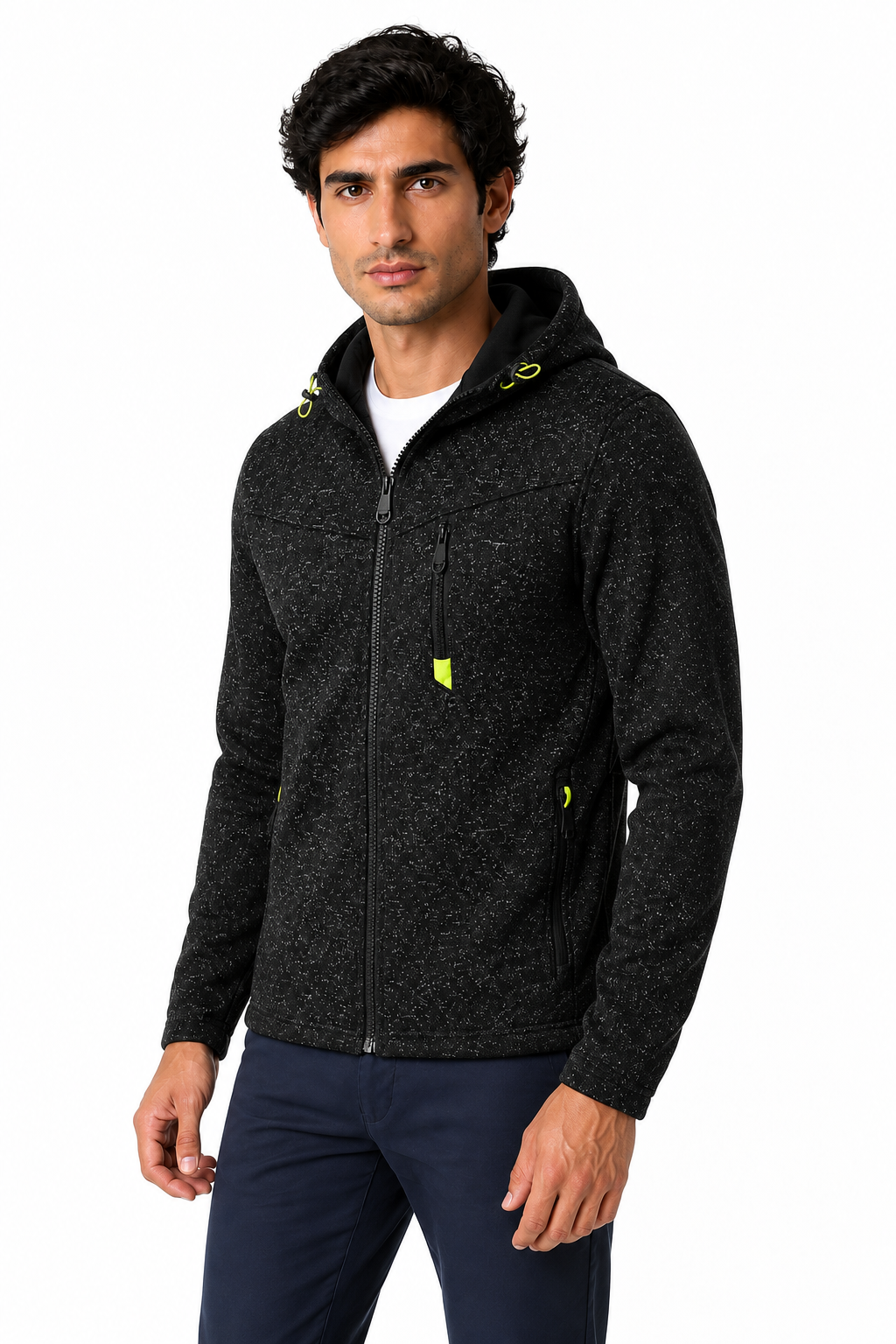 Men's Hoodie Heathered Fabric Full Zip | Glitz & Fashion
