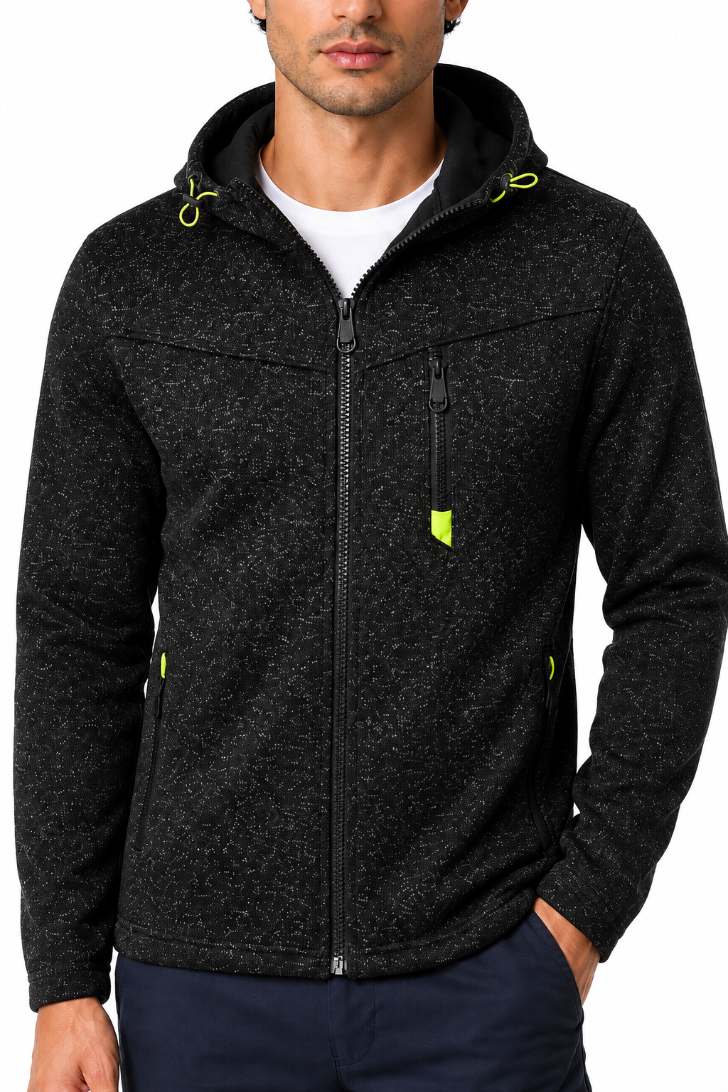 Men's Hoodie Heathered Fabric Full Zip | Glitz & Fashion
