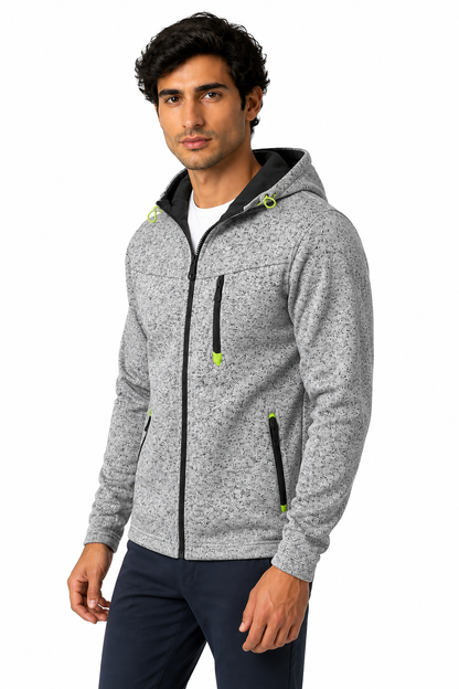 Men's Hoodie Heathered Fabric Full Zip | Glitz & Fashion