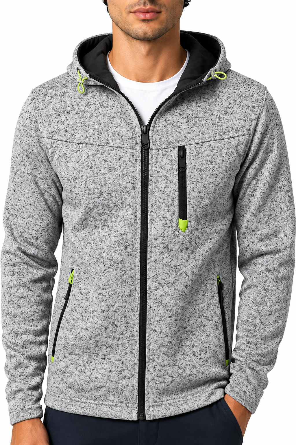 Men's Hoodie Heathered Fabric Full Zip | Glitz & Fashion