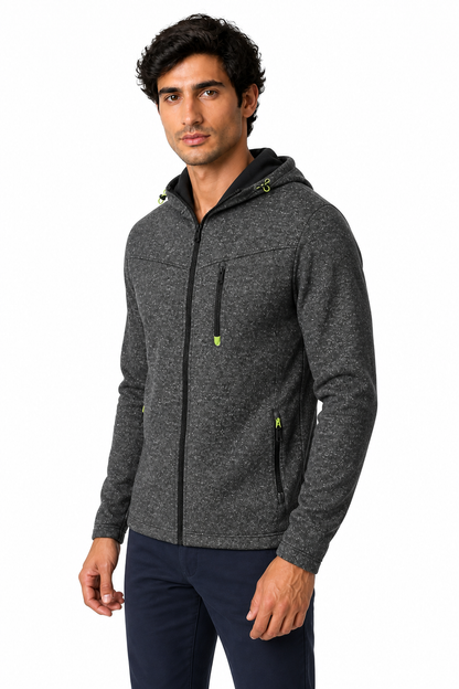 Men's Hoodie Heathered Fabric Full Zip | Glitz & Fashion