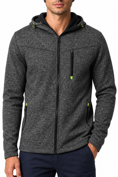 Men's Hoodie Heathered Fabric Full Zip | Glitz & Fashion