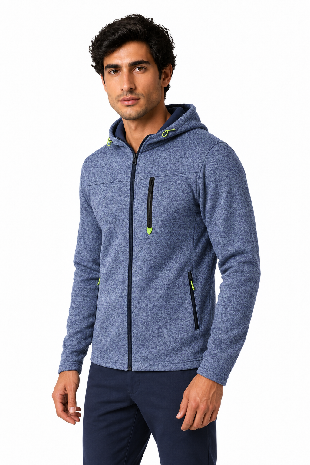 Men's Hoodie Heathered Fabric Full Zip | Glitz & Fashion
