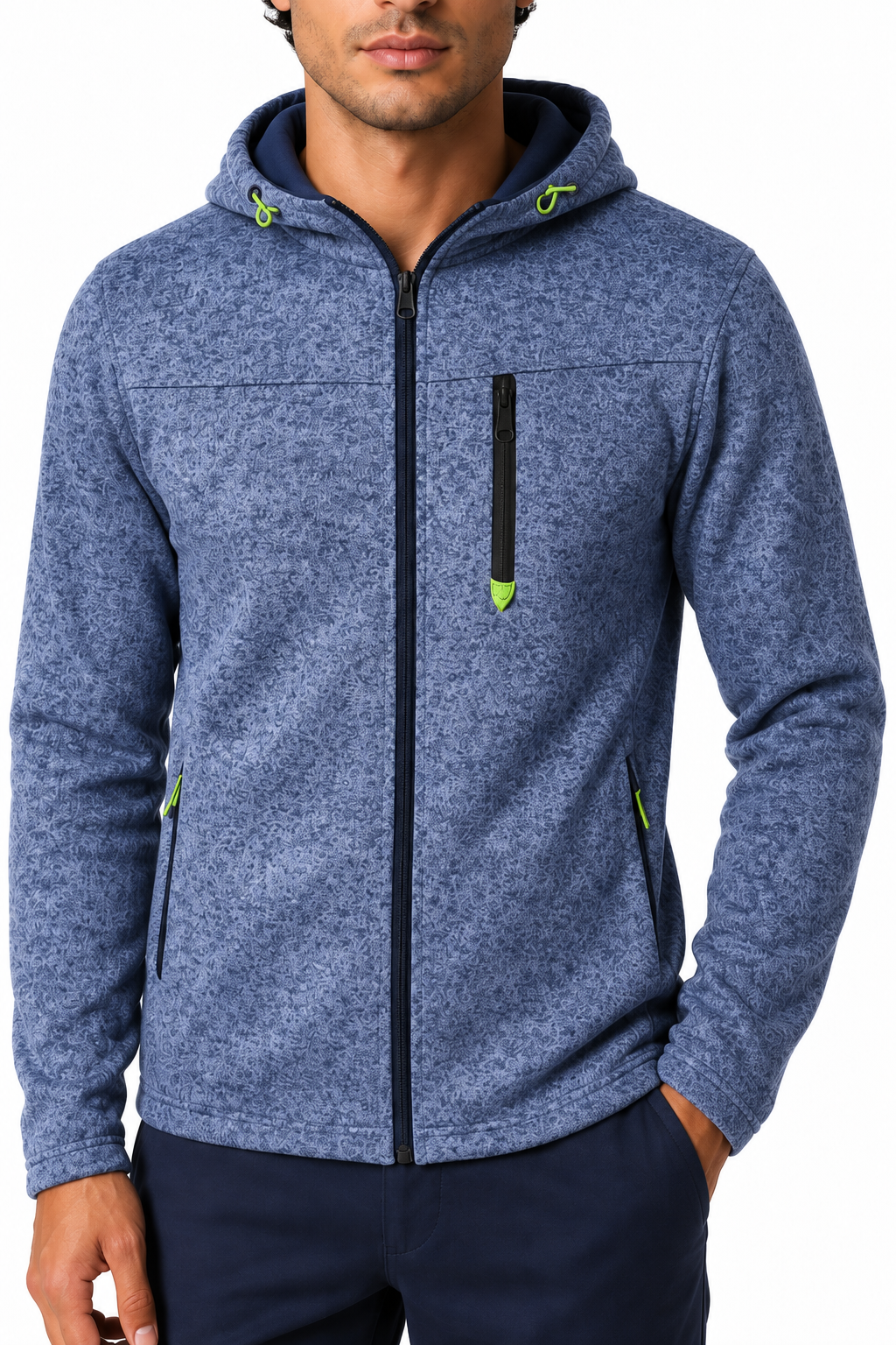 Men's Hoodie Heathered Fabric Full Zip | Glitz & Fashion