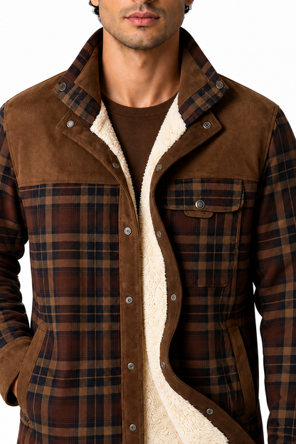 Men's Plaid Jacket Sherpa Lining Warm Finish | Glitz & Fashion
