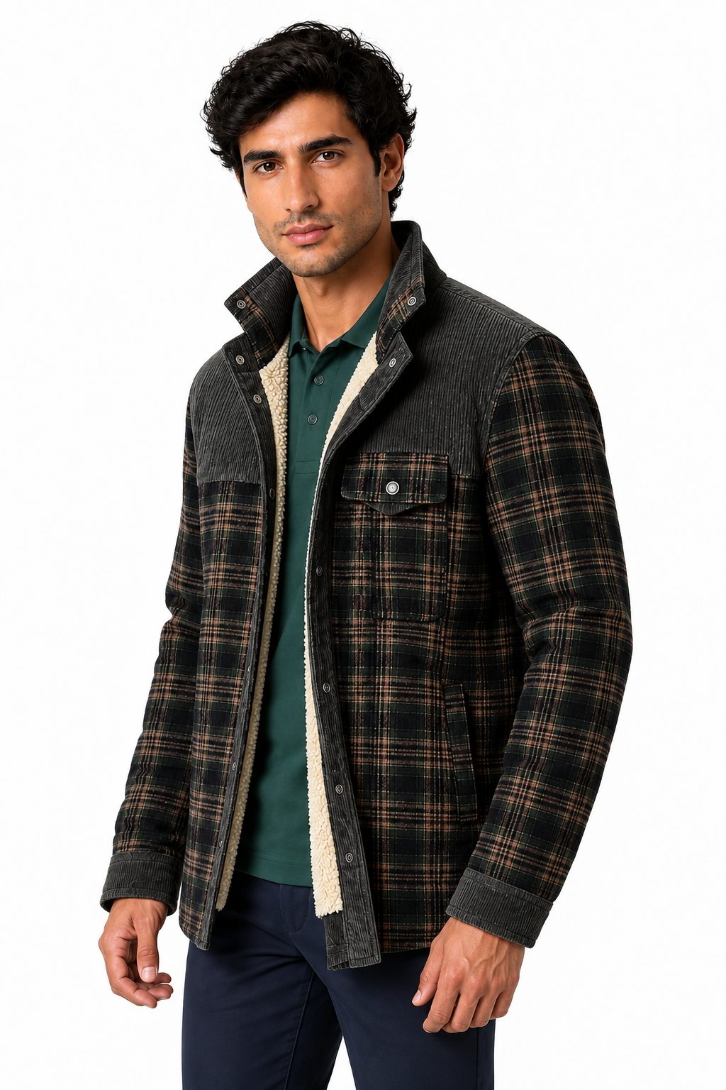 Men's Plaid Jacket Sherpa Lining Warm Finish | Glitz & Fashion