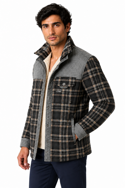 Men's Plaid Jacket Sherpa Lining Warm Finish | Glitz & Fashion
