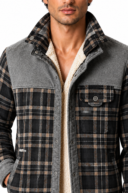 Men's Plaid Jacket Sherpa Lining Warm Finish | Glitz & Fashion