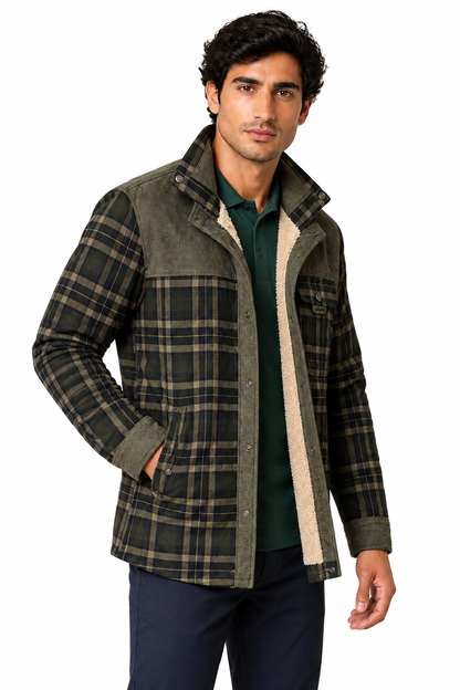 Men's Plaid Jacket Sherpa Lining Warm Finish | Glitz & Fashion