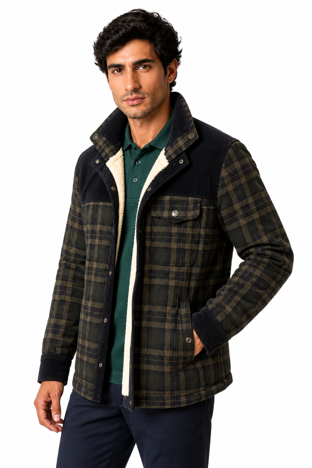 Men's Plaid Jacket Sherpa Lining Warm Finish | Glitz & Fashion