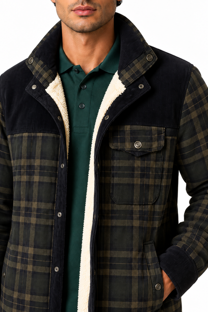 Men's Plaid Jacket Sherpa Lining Warm Finish | Glitz & Fashion