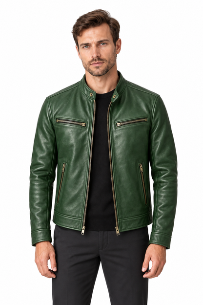 Men's Leather Jacket Vintage Finish Four-Pocket Design | Glitz & Fashion