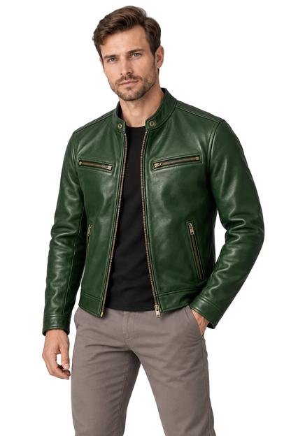 Men's Leather Jacket Vintage Finish Four-Pocket Design | Glitz & Fashion